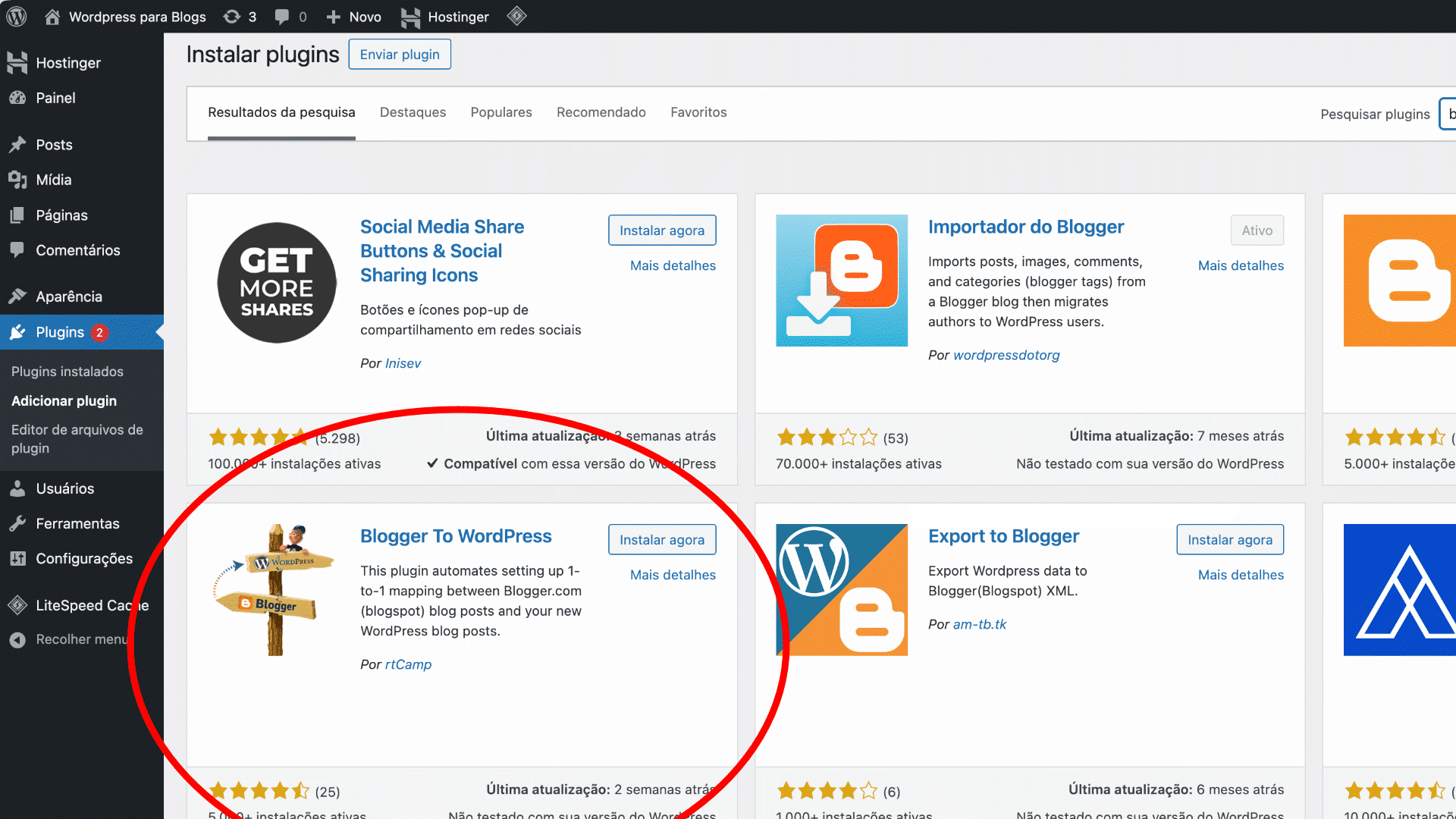 Instale e ative o plugin "Blogger to WordPress"