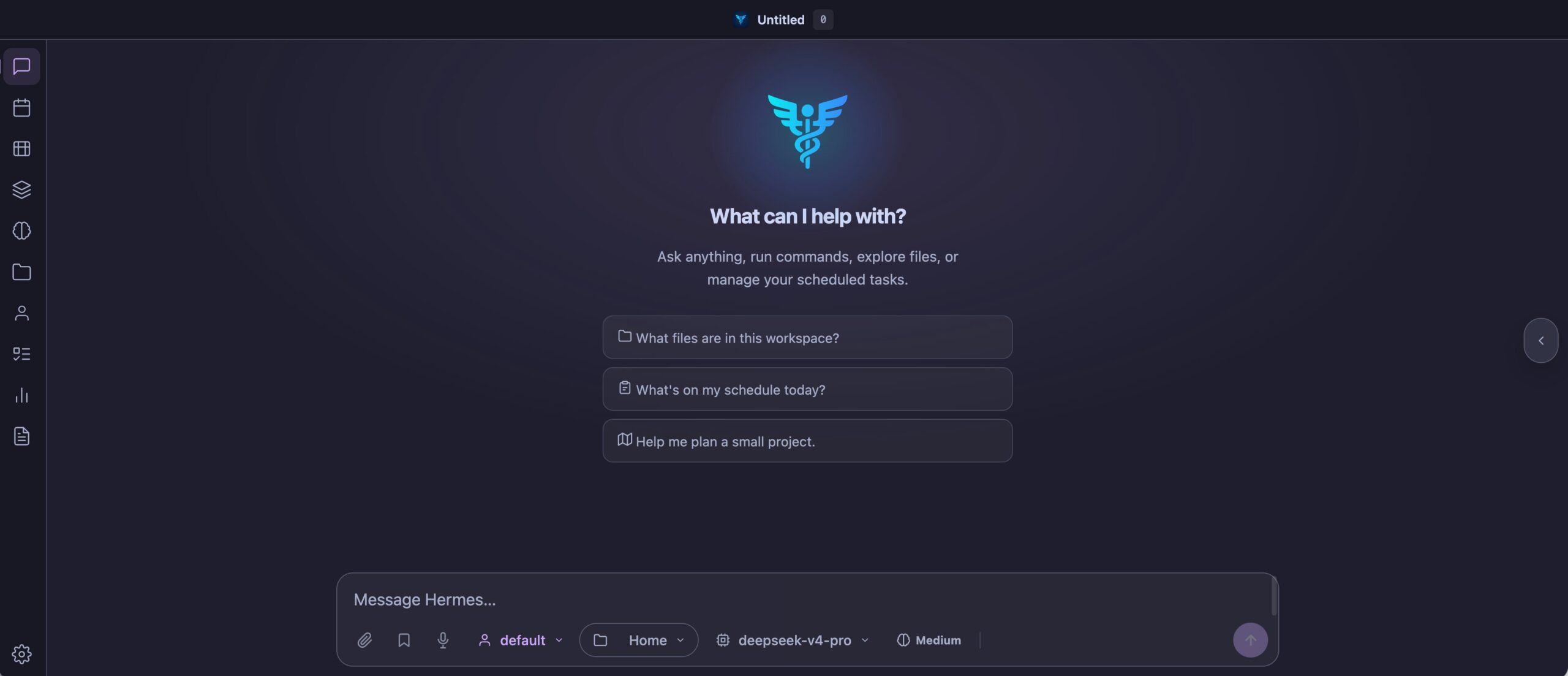 Home do painel Hermes Web UI